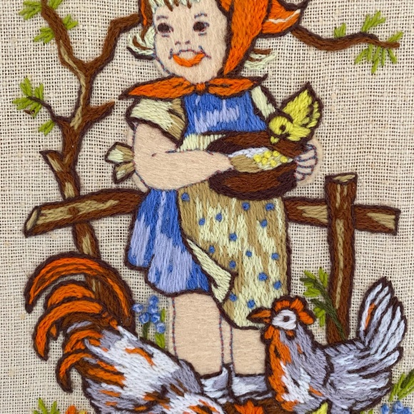 Vintage Hummel’s embroidered art canvas. Hummel’s collectible. - Picture 4 of 5